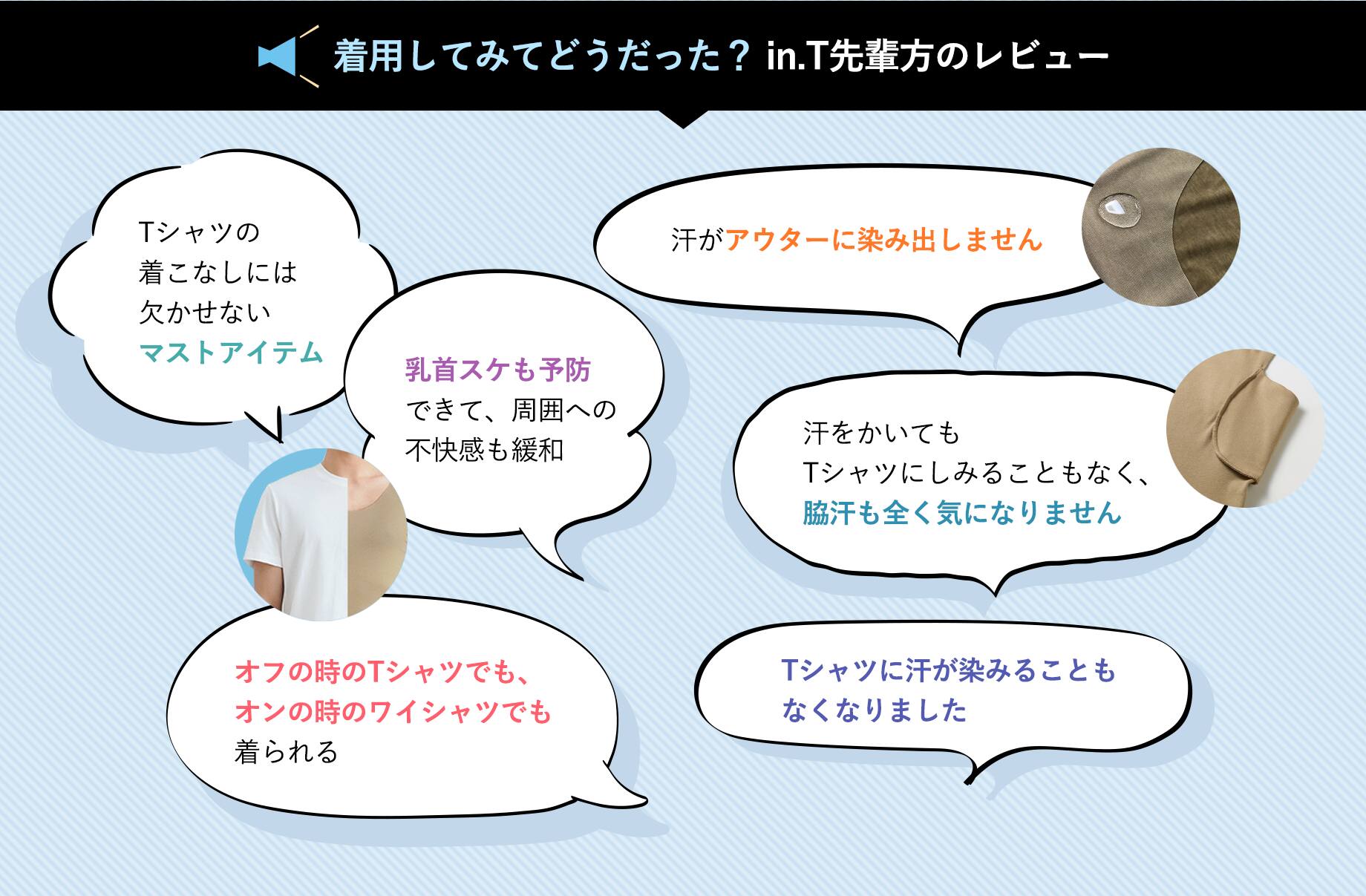 in.T先輩方のレビュー Tシャツの 着こなしには欠かせないマストアイテム