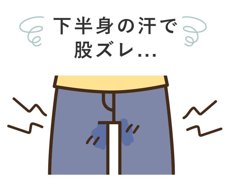 下半身の汗で股ズレ...