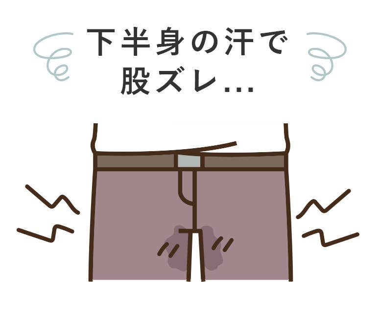 下半身の汗で股ズレ...