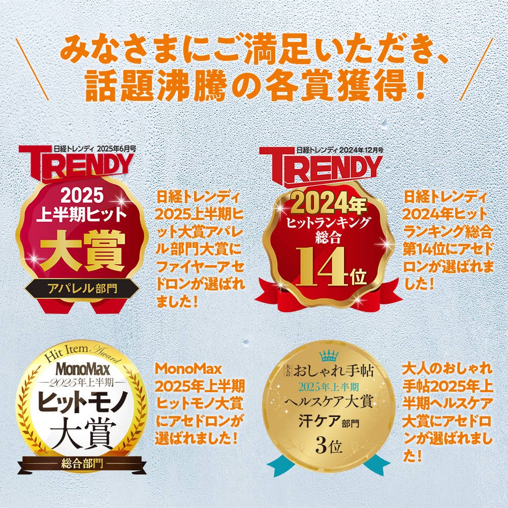 みなさまにご満足いただき話題沸騰の各賞獲得!