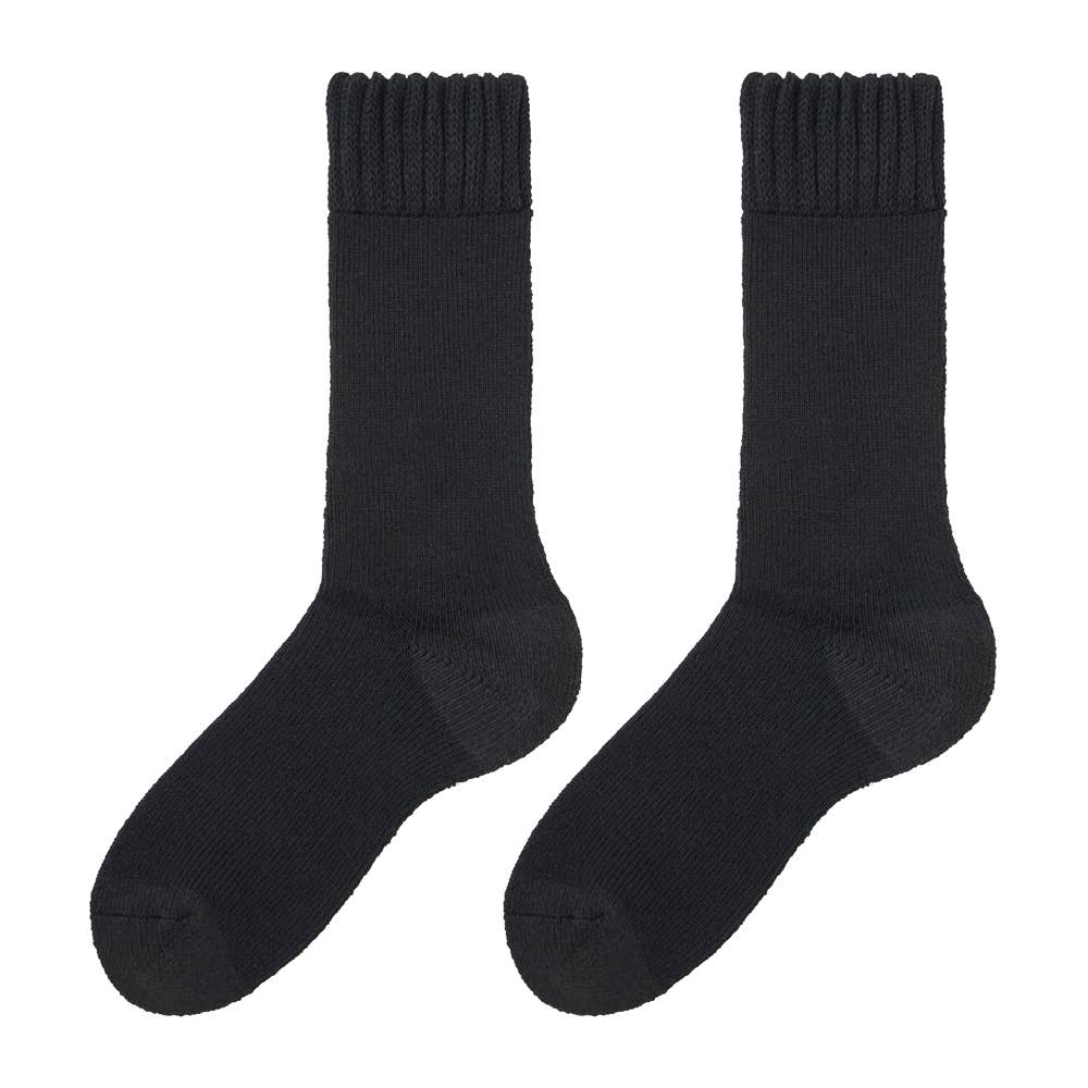 【ファイヤーアセドロン】クルー丈パイル編み靴下【くつしたの日対象】 AGW004 ブラック