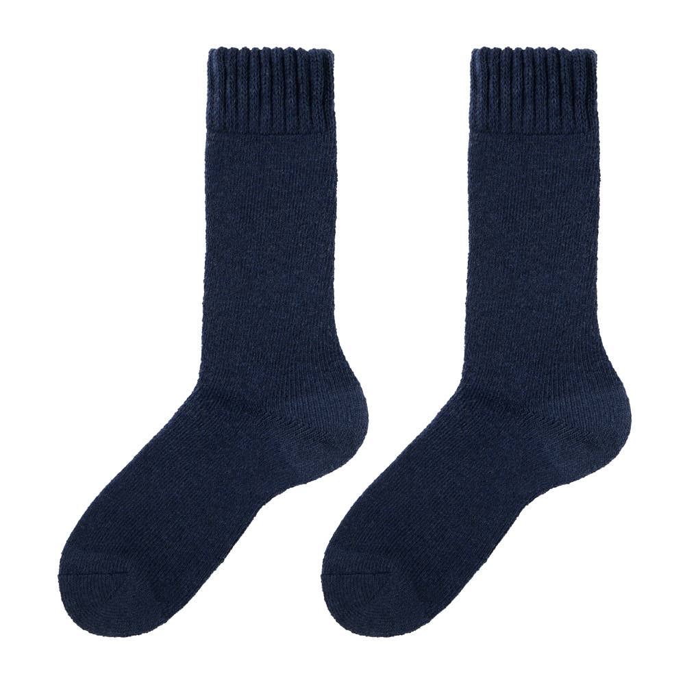 【ファイヤーアセドロン】クルー丈パイル編み靴下【くつしたの日対象】 AGW004 ネービー