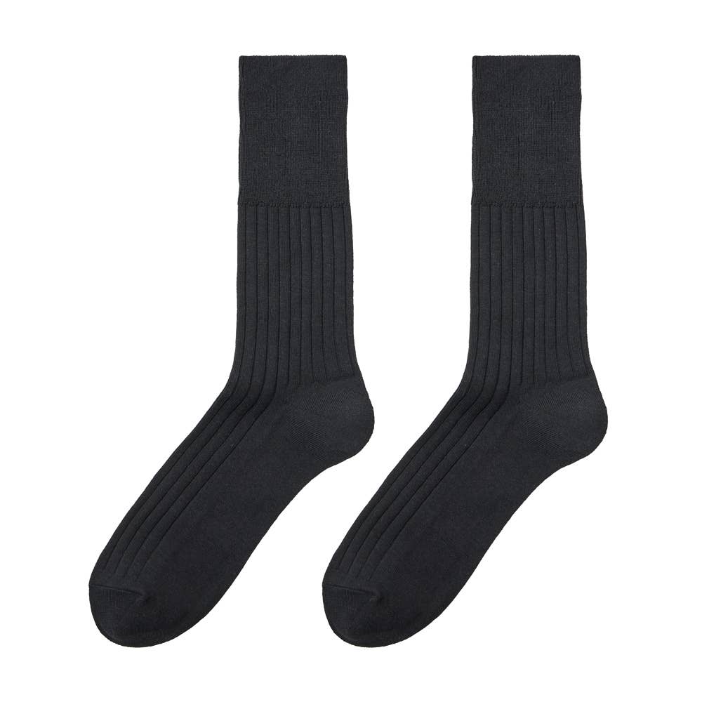 ネット限定お得３足セット【アセドロン】クルー丈靴下リブ３足組 AGW113 ブラック