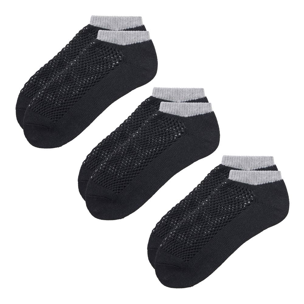 ネット限定3足セット【アセドロン・足ムレ特化】スニーカー丈靴下 AGX852 ブラック