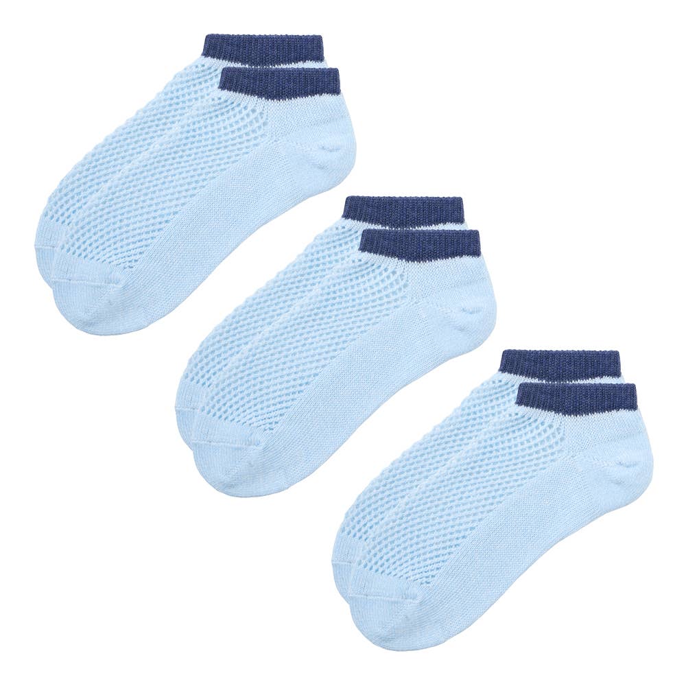 ネット限定3足セット【アセドロン・足ムレ特化】スニーカー丈靴下 AGX852 ライトブルー