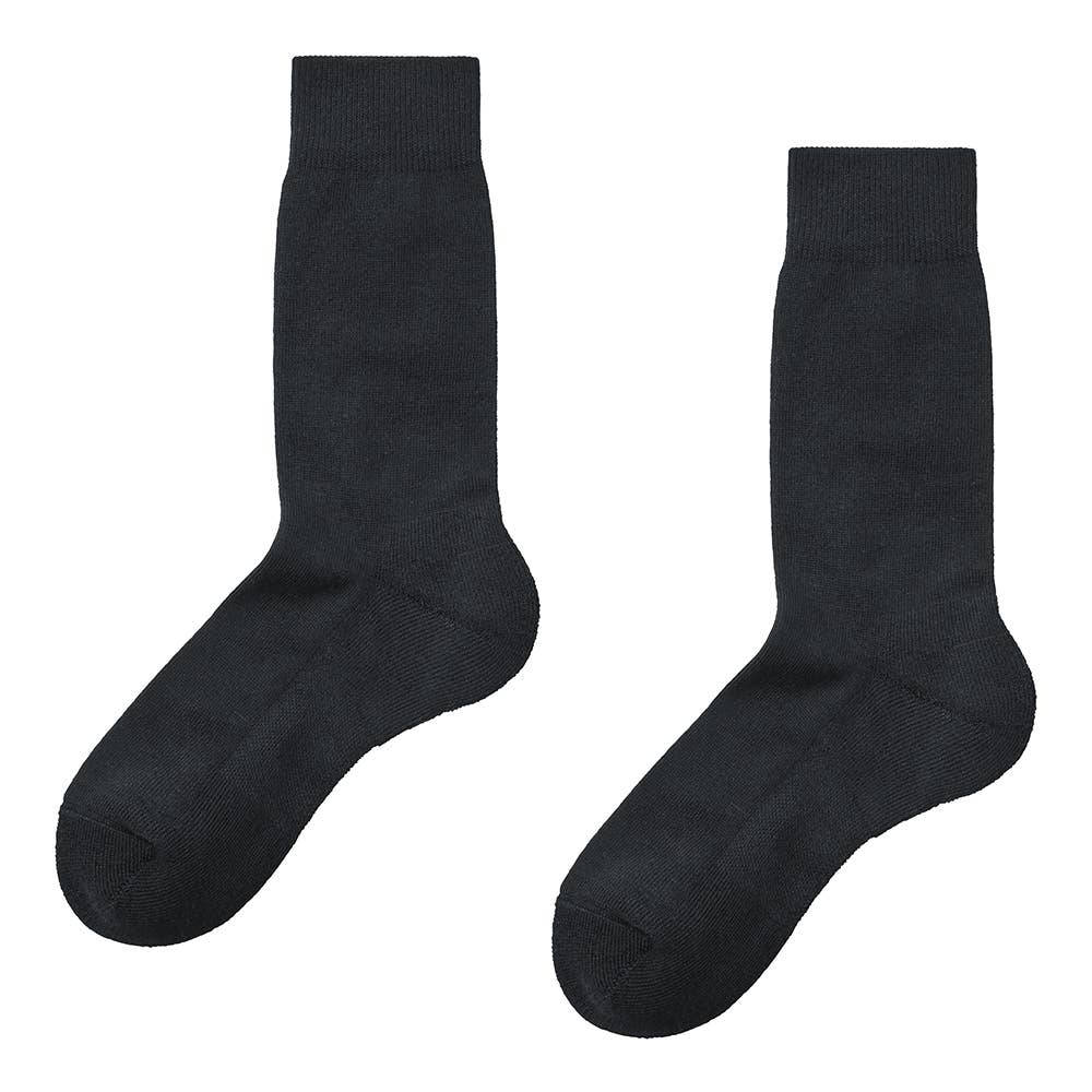 ネット限定3足セット【アセドロン】底パイルクルー丈ソックス AGY344 ブラック