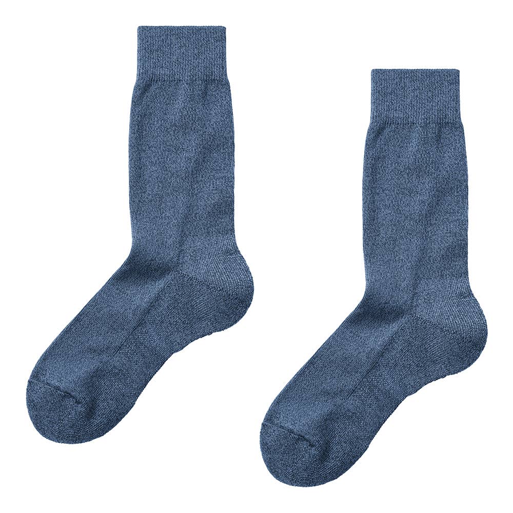 ネット限定3足セット【アセドロン】底パイルクルー丈ソックス AGY344 インディゴ