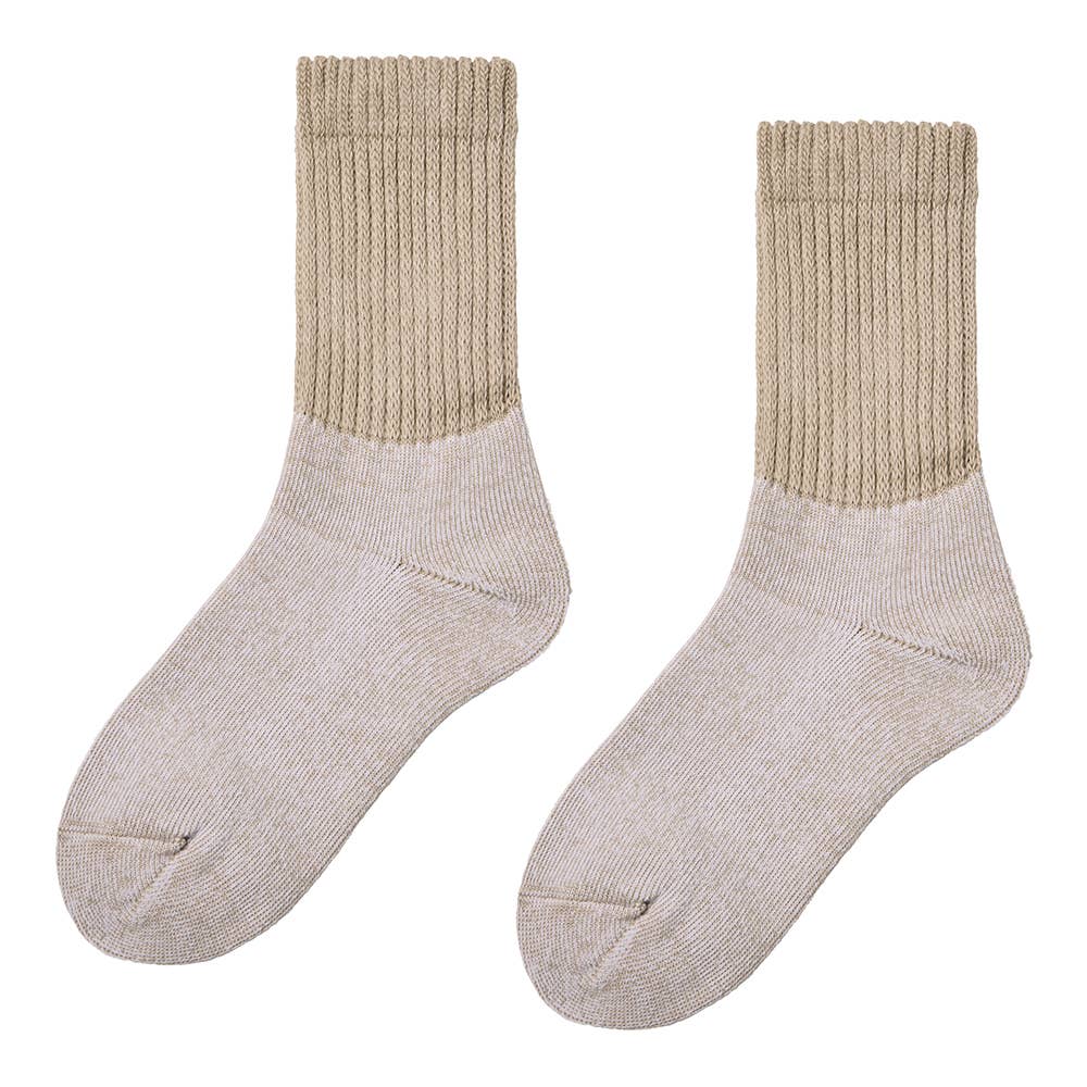 【ファイヤーアセドロン】総パイル編み履きくちゆったりクルー丈ソックス AGY602 ベージュ