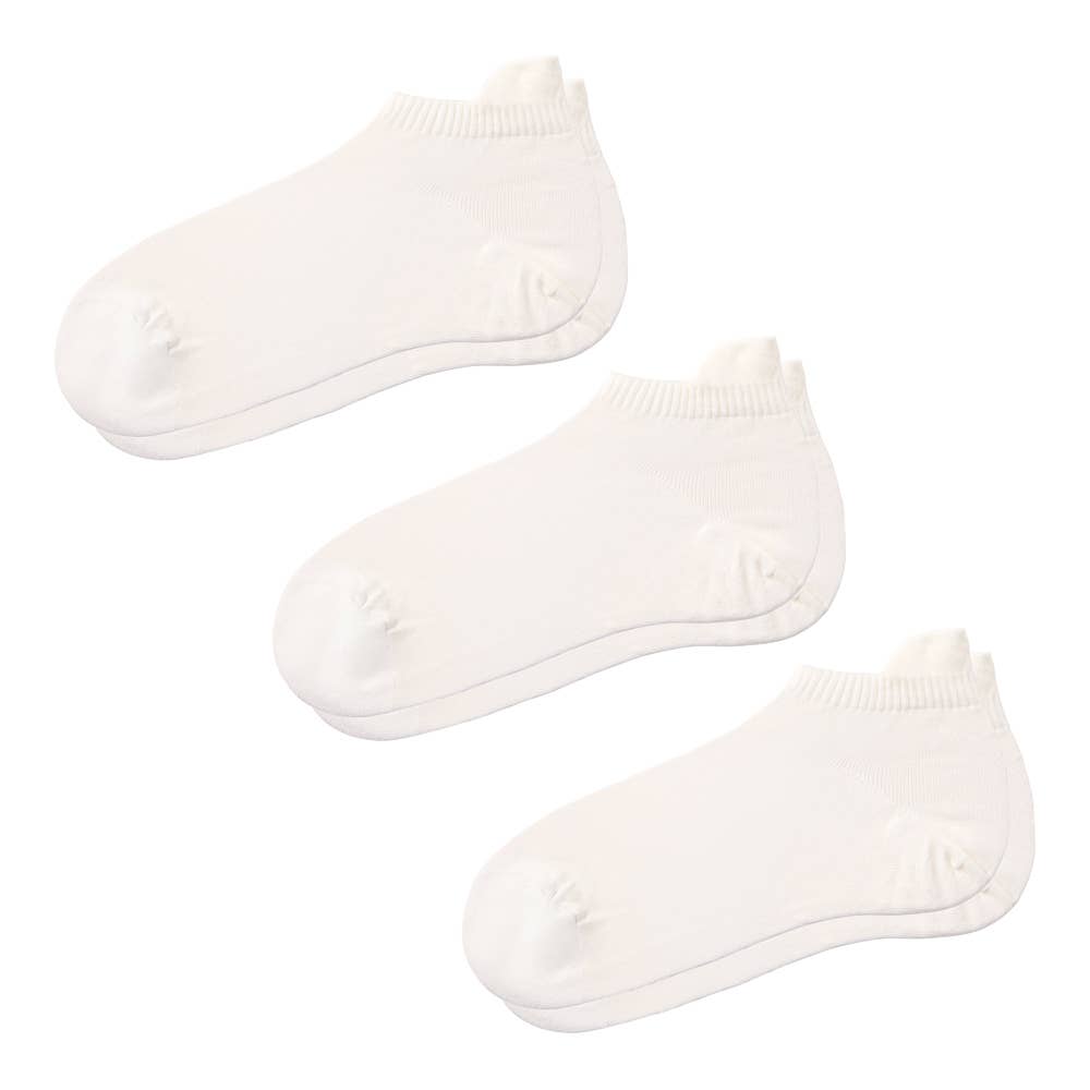 ネット限定3足セット【アセドロン】スニーカー丈 ソックス ハンズフリータイプシューズ対応 AGZ711 ホワイト