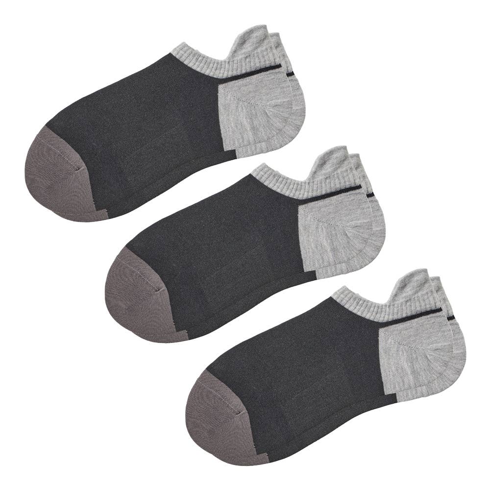 ネット限定3足セット【アセドロン】スニーカー丈 ソックス ハンズフリータイプシューズ対応 AGZ712 ブラック