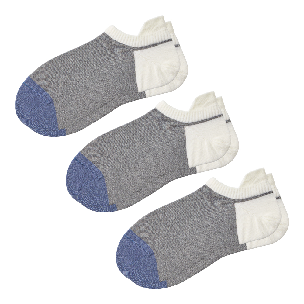 ネット限定3足セット【アセドロン】スニーカー丈 ソックス ハンズフリータイプシューズ対応 AGZ712 モクグレー