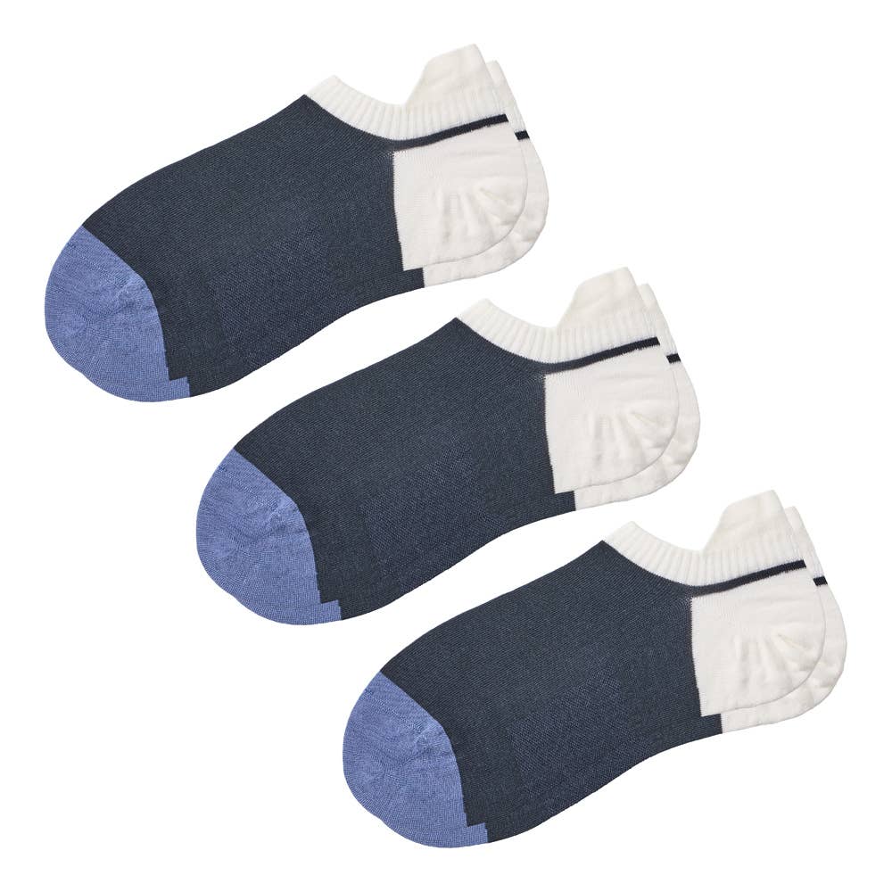 ネット限定3足セット【アセドロン】スニーカー丈 ソックス ハンズフリータイプシューズ対応 AGZ712 ネービー