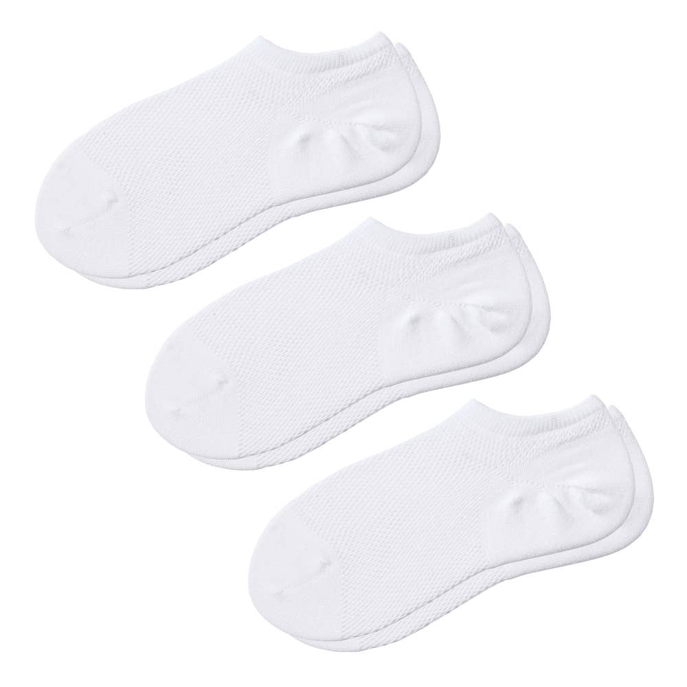 ネット限定3足セット【アセドロン・足ムレ特化】スニーカー丈 ソックス メッシュ柄 AGZ723 ホワイト