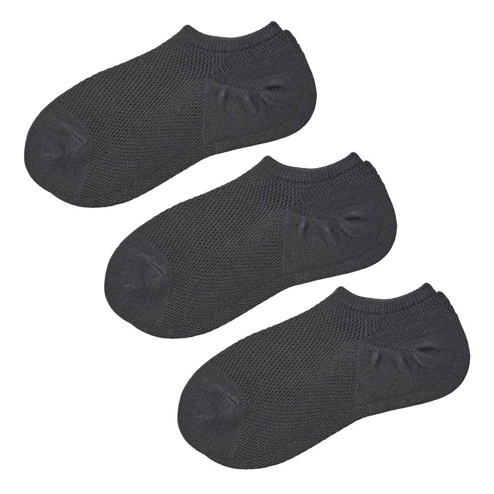 ネット限定3足セット【アセドロン・足ムレ特化】スニーカー丈 ソックス メッシュ柄 AGZ723 ブラック