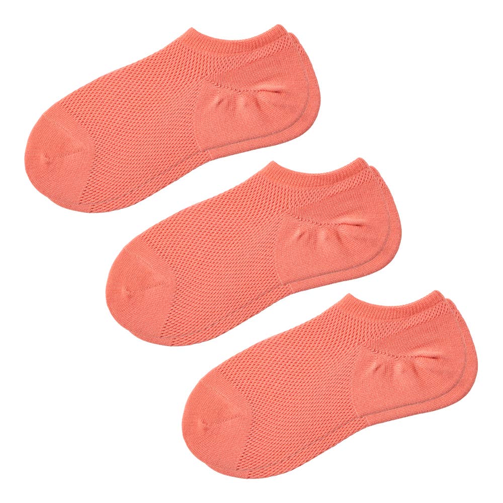 ネット限定3足セット【アセドロン・足ムレ特化】スニーカー丈 ソックス メッシュ柄 AGZ723 オレンジ