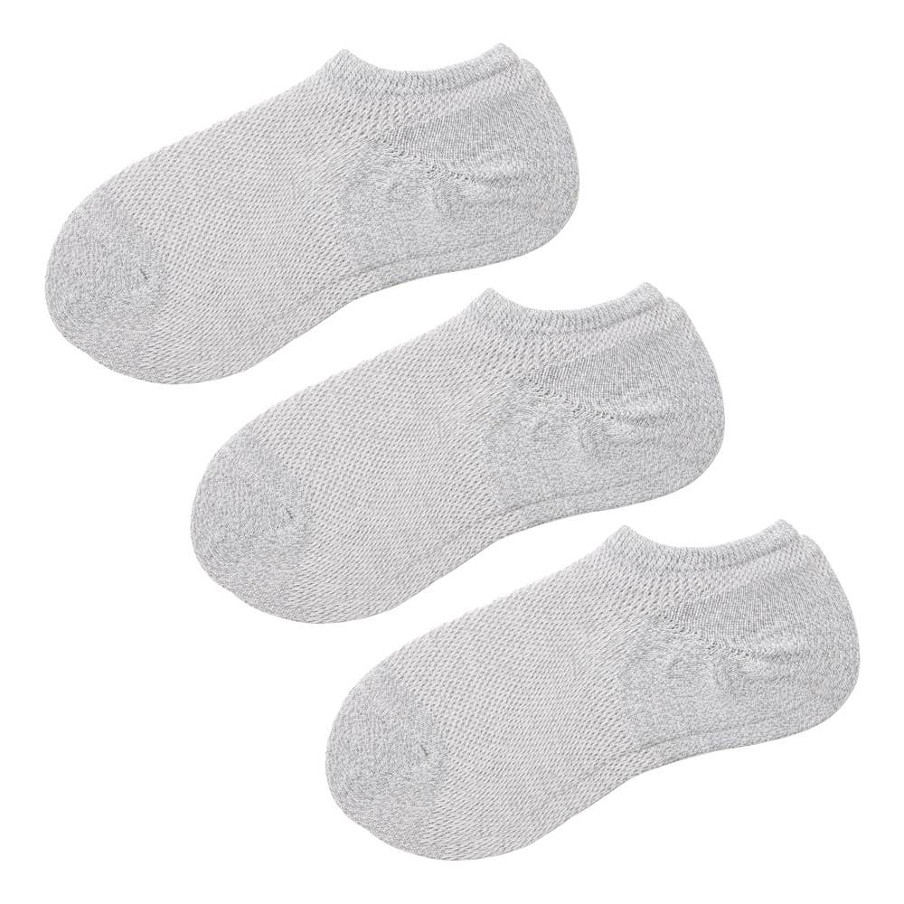 ネット限定3足セット【アセドロン・足ムレ特化】スニーカー丈 ソックス メッシュ柄 AGZ723 モクグレー
