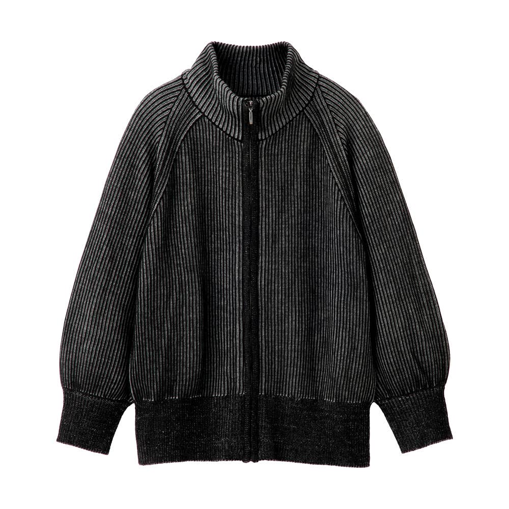 リブ編みニットブルゾン【SALE】 ALY635 モクブラック