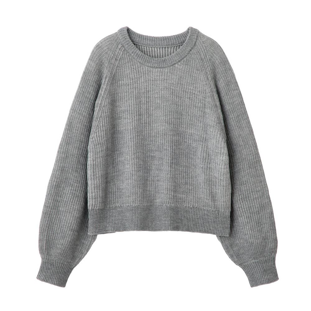 リブ編みニットプルオーバー ALY636 モクグレー