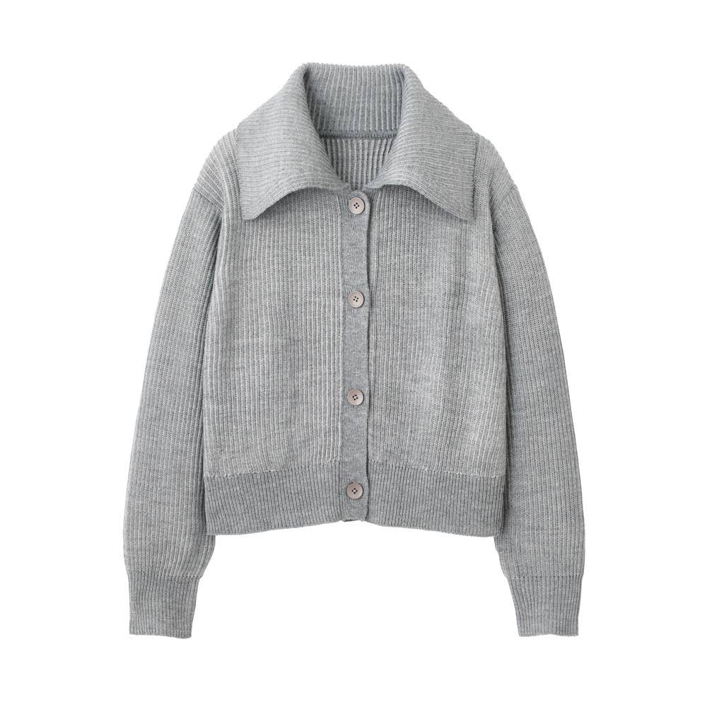 リブ編みニットカーディガン【SALE】 ALY637 モクグレー