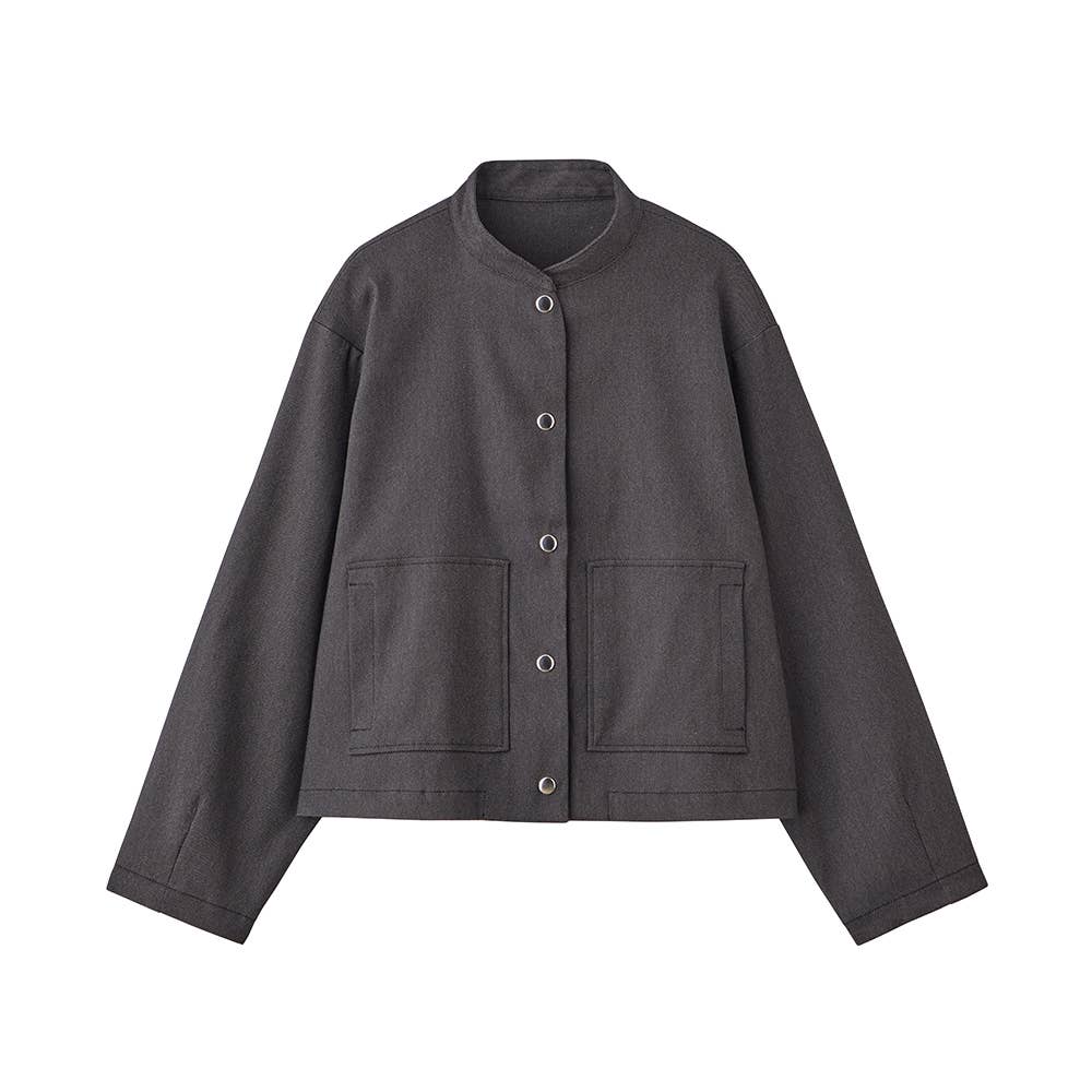 デニム調ツイルストレッチブルゾン ALY638 ブラック