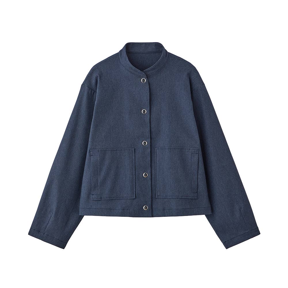 デニム調ツイルストレッチブルゾン ALY638 ネービー