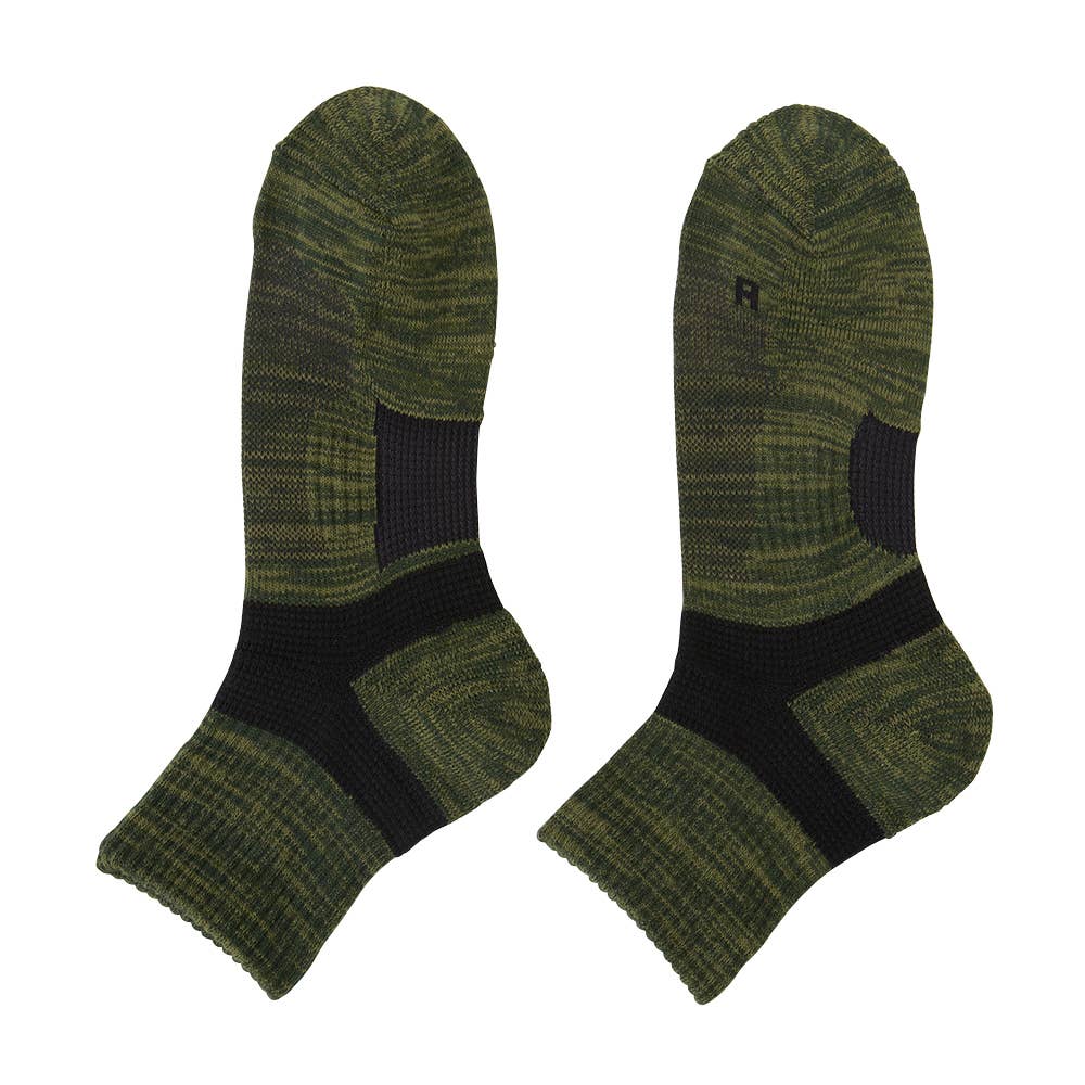 アーチサポート付クルー丈ソックス【くつしたの日対象】 AS0102 モクカーキ