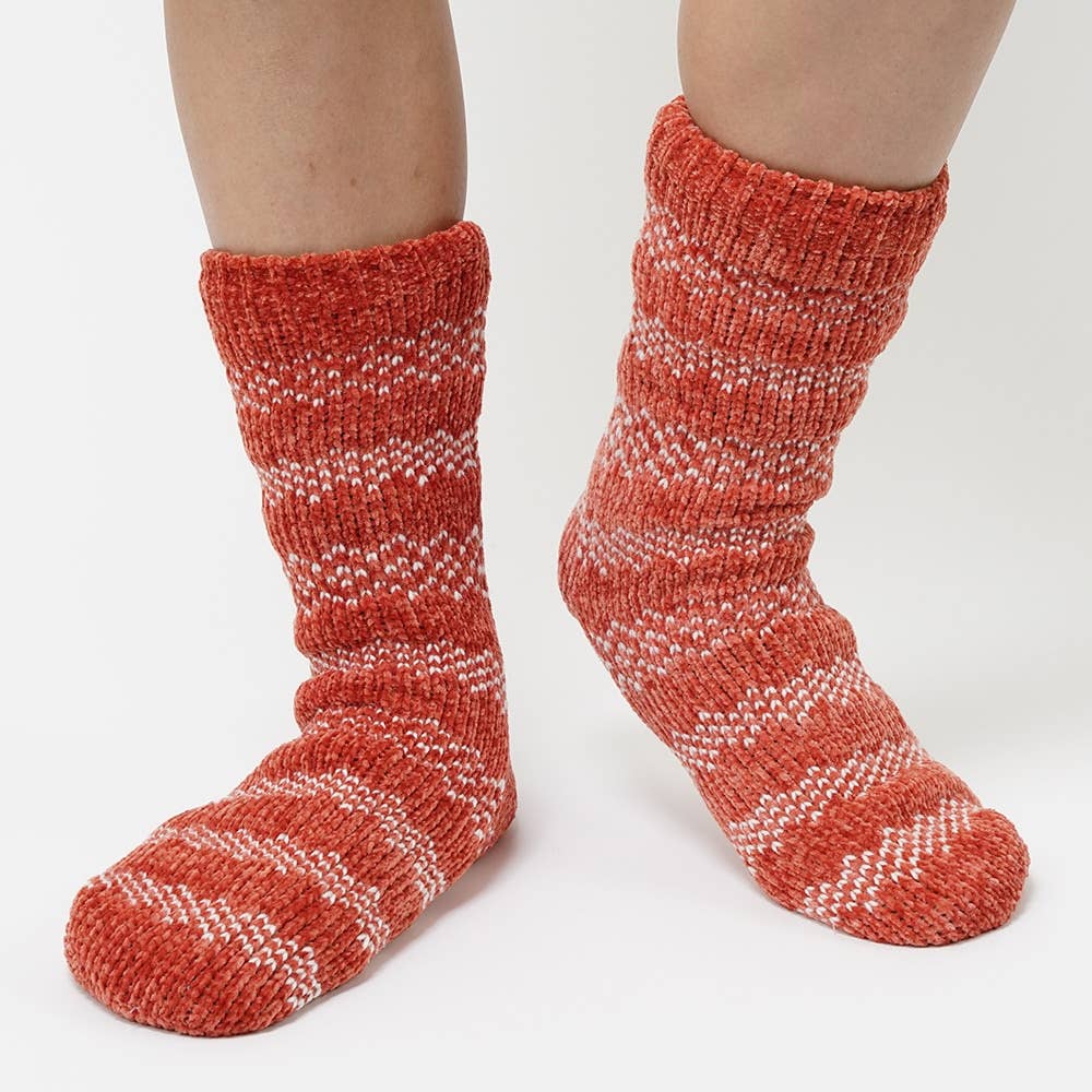 クルー丈裏ボアルームソックス メンズ Sale 25 27 ダークオレンジ メンズ