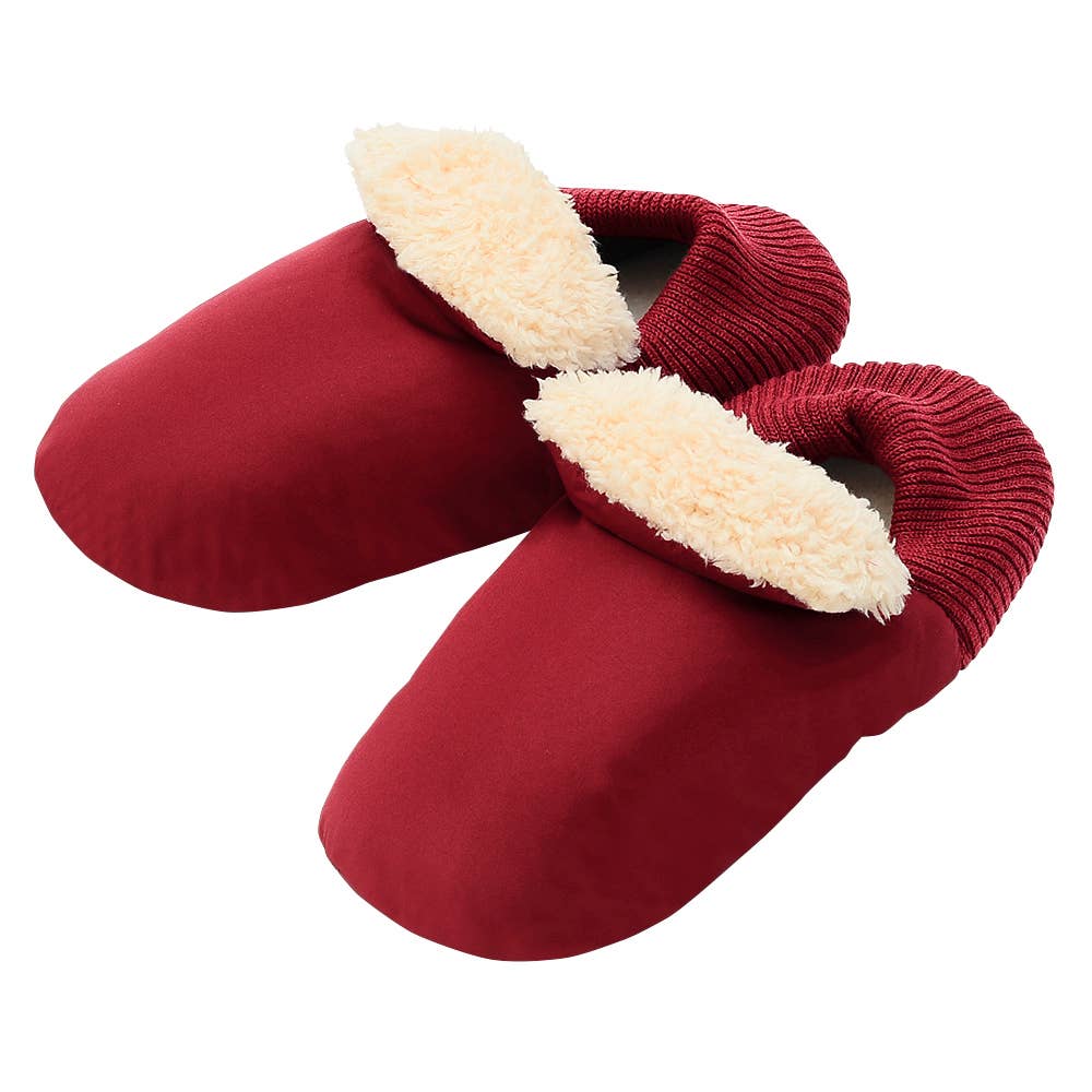 【ボア】バブーシュ型ルームシューズ【SALE】 AUN512 エンジ