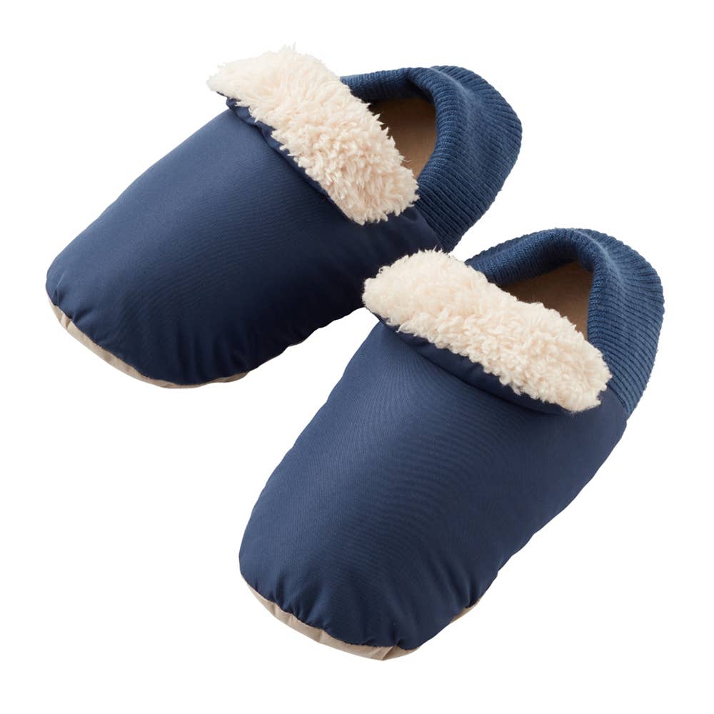 【ボア】バブーシュ型ルームシューズ【SALE】 AUN512 ネービー