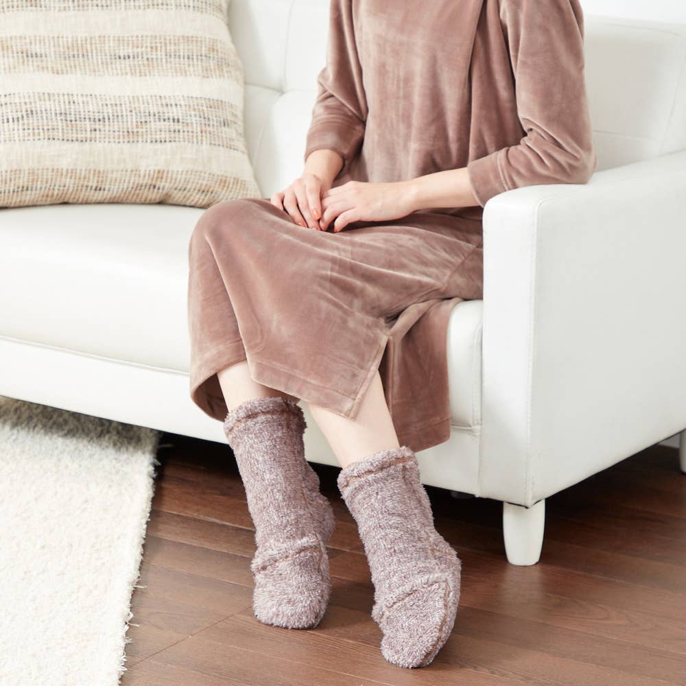 【おやすみ】2wayつま先開閉ソックス【SALE】 AUQ861 モカブラウン