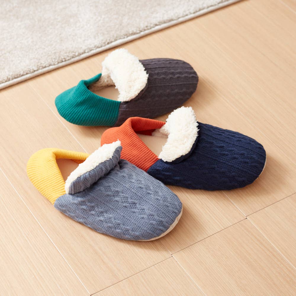 【裏ボア】ケーブル柄ルームシューズ(バブーシュタイプ)【SALE】 AUU025 E1