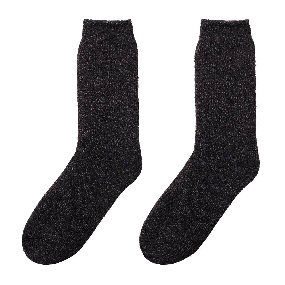 【裏起毛】ロング丈ルームソックス【SALE】 AUU151 ブラック