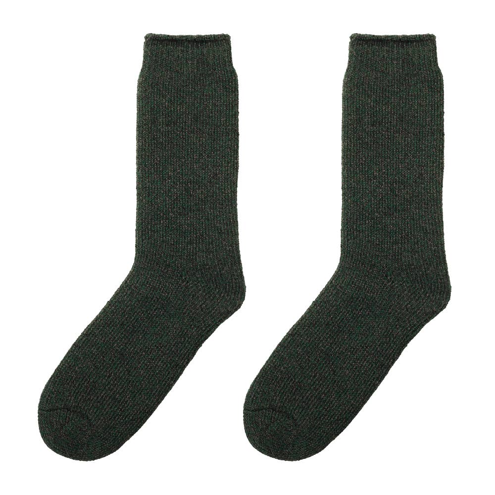 【裏起毛】ロング丈ルームソックス【SALE】 AUU151 グリーン