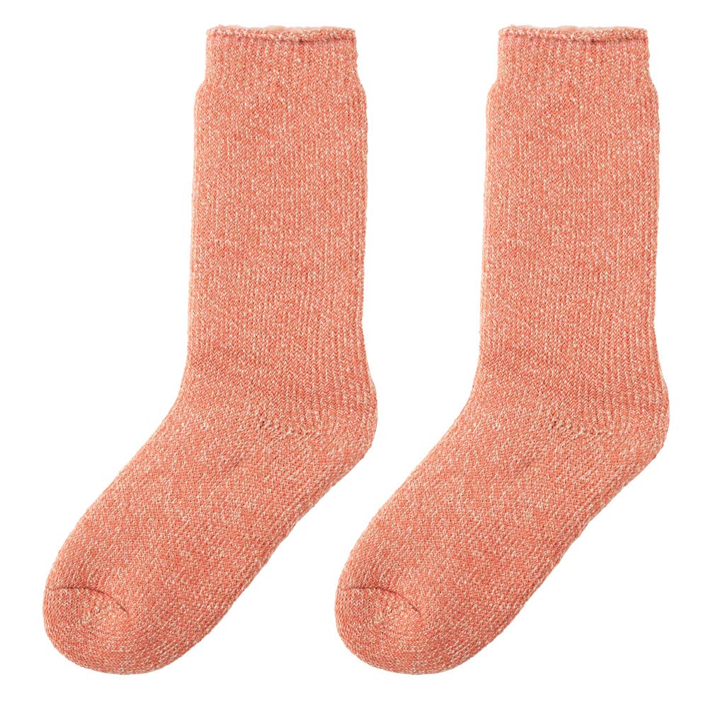 【裏起毛】ロング丈ルームソックス【SALE】 AUU561 ダークオレンジ