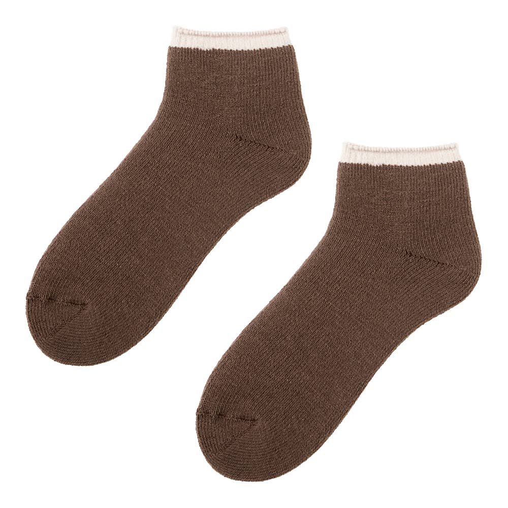 メンズ【裏起毛】スニーカー丈ソックス【SALE】 AUW111 ブラウン