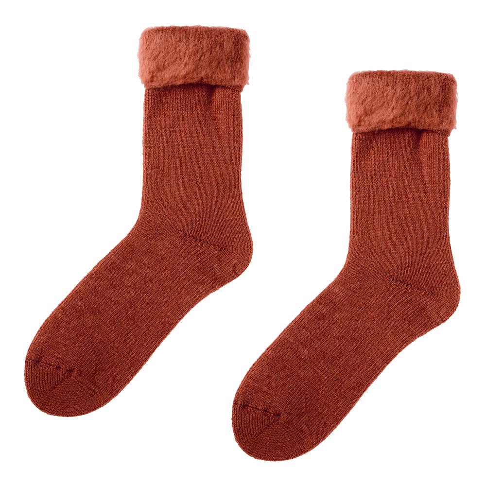 メンズ【裏起毛】クルー丈ソックス【SALE】 AUW113 ダークオレンジ