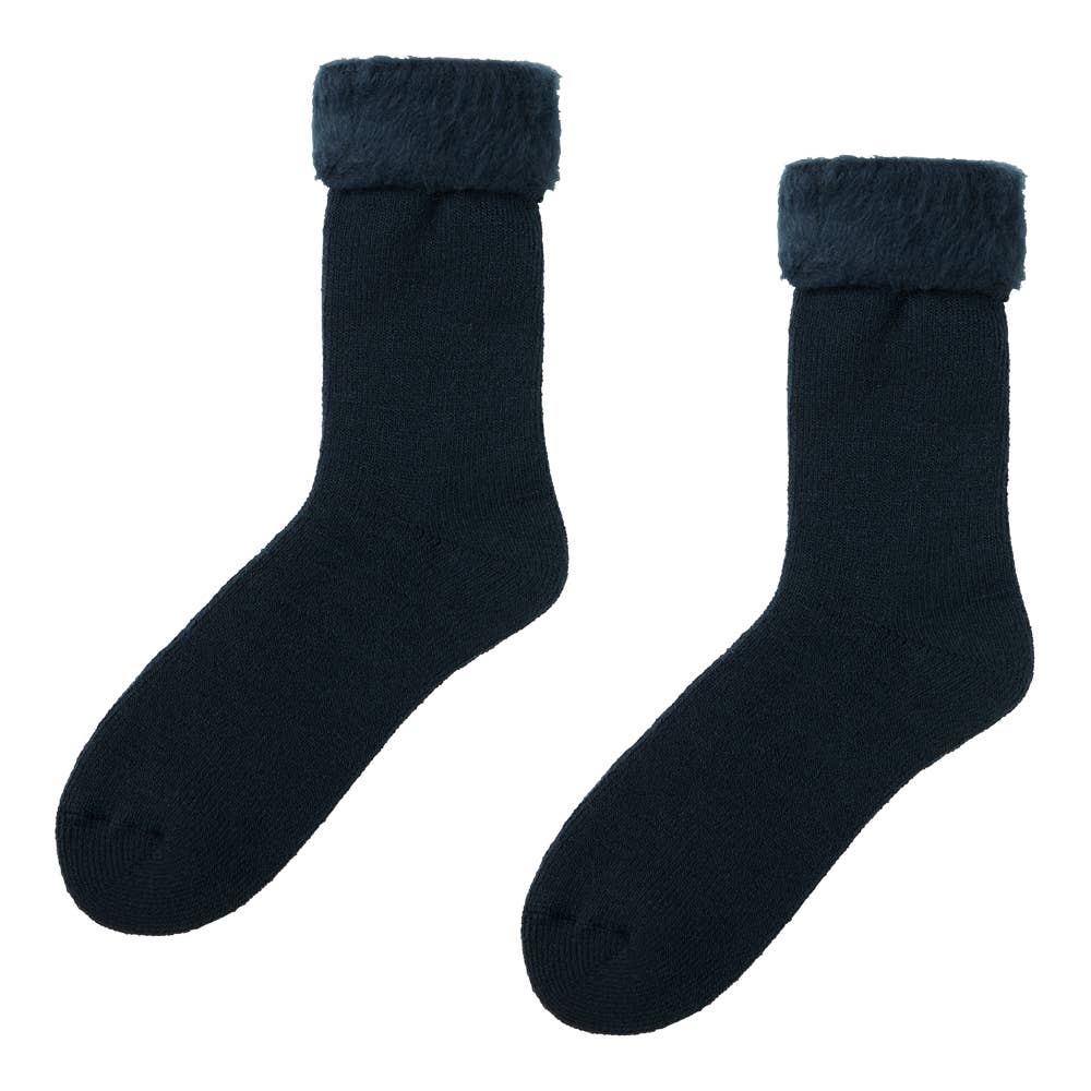 メンズ【裏起毛】クルー丈ソックス【SALE】 AUW113 ネービー