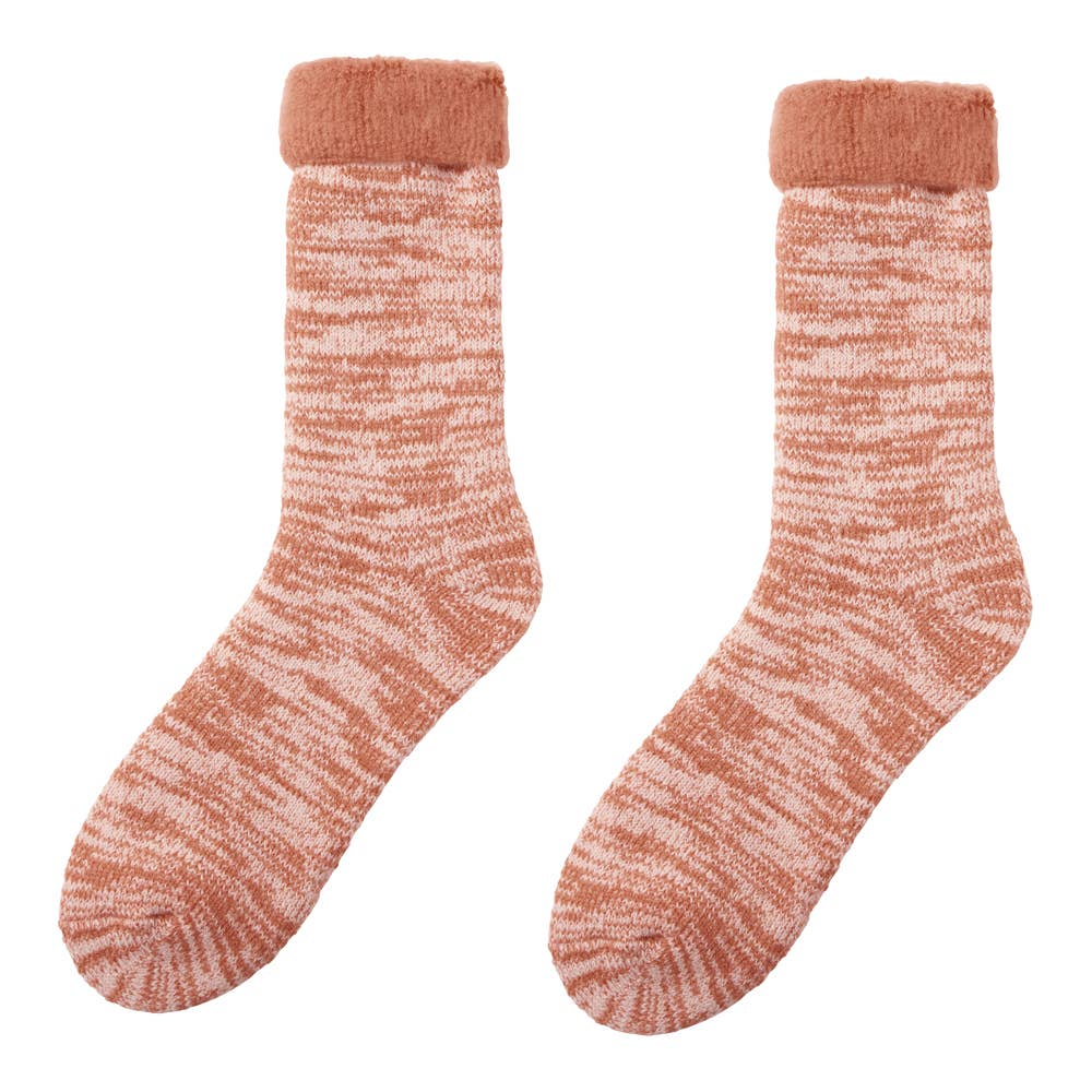 メンズ【裏起毛】クルー丈杢柄ルームソックス【SALE】 AUW124 オレンジ