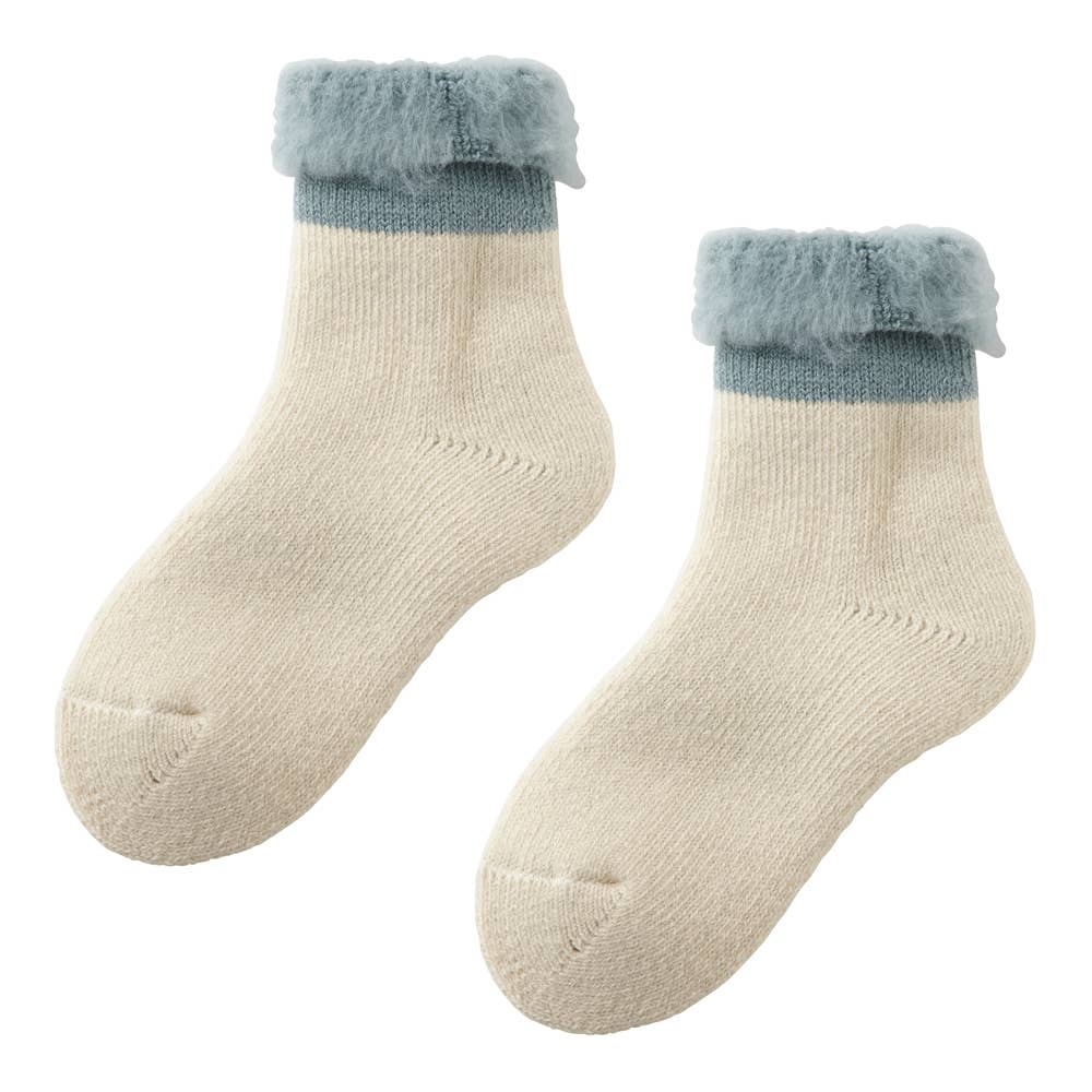 【裏起毛】ショート丈折返しルームソックス【SALE】 AUW623 アイボリー