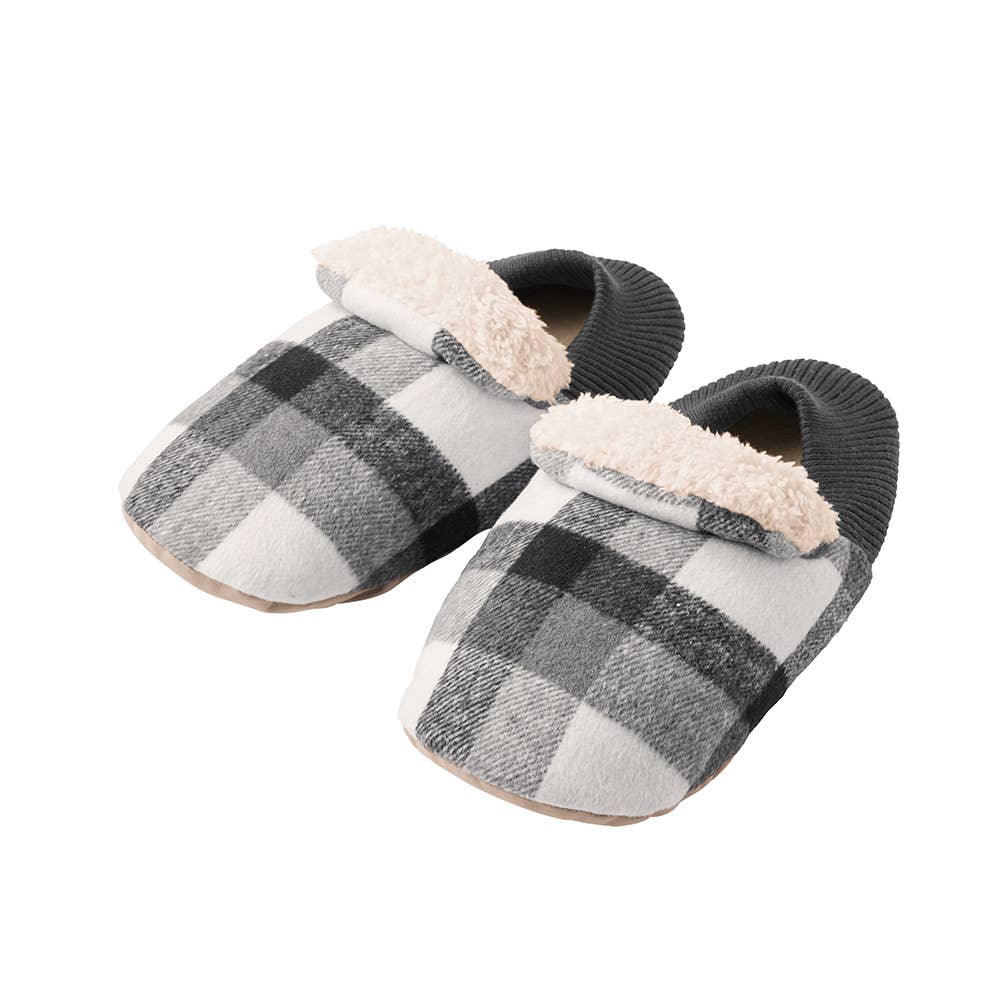 【バウンドヒーター】ルームシューズ バブーシュタイプ チェック柄 AUY003 ブラック