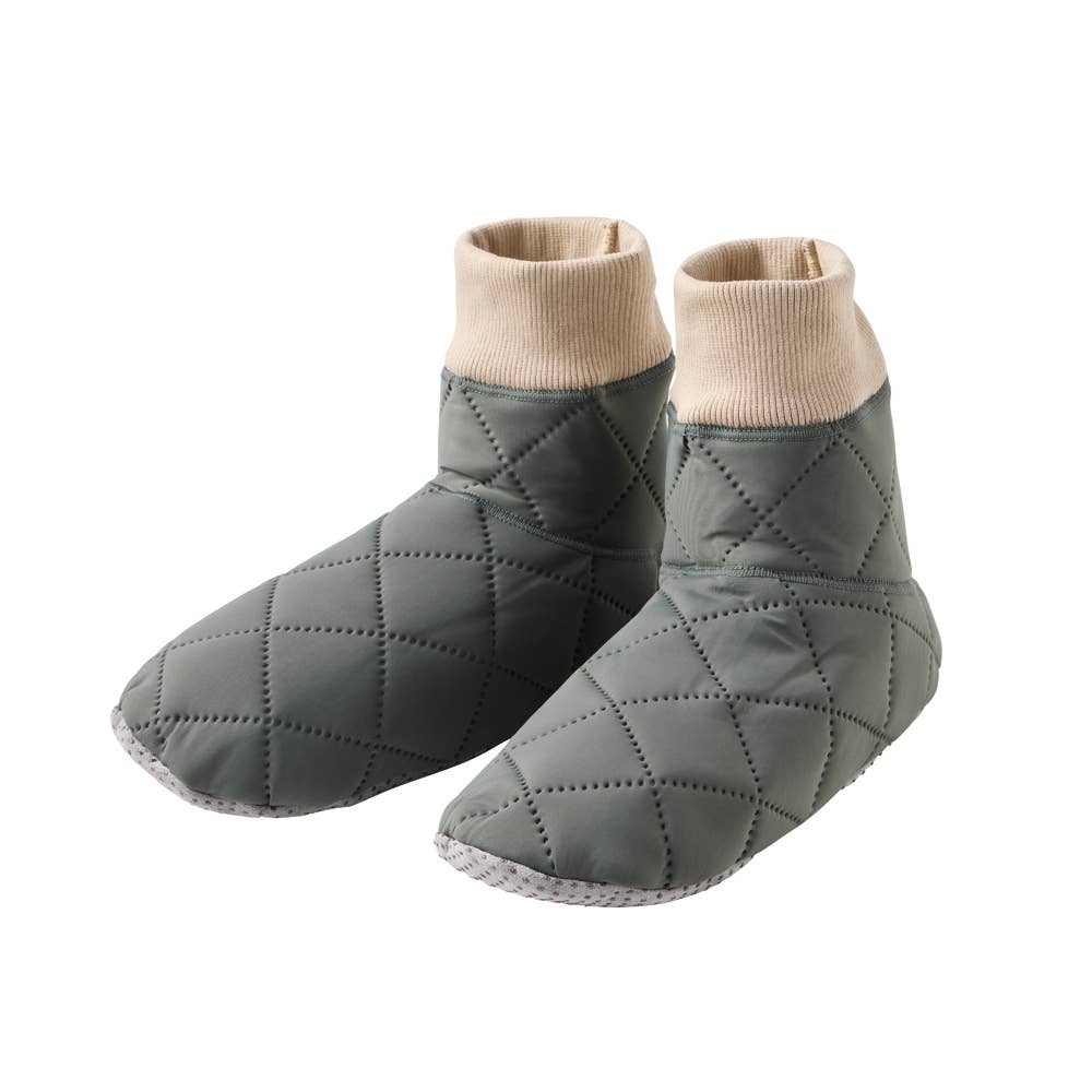 【ストレッチキルト】ルームシューズ ブーツタイプ【くつしたの日対象】 AUY011 カーキ