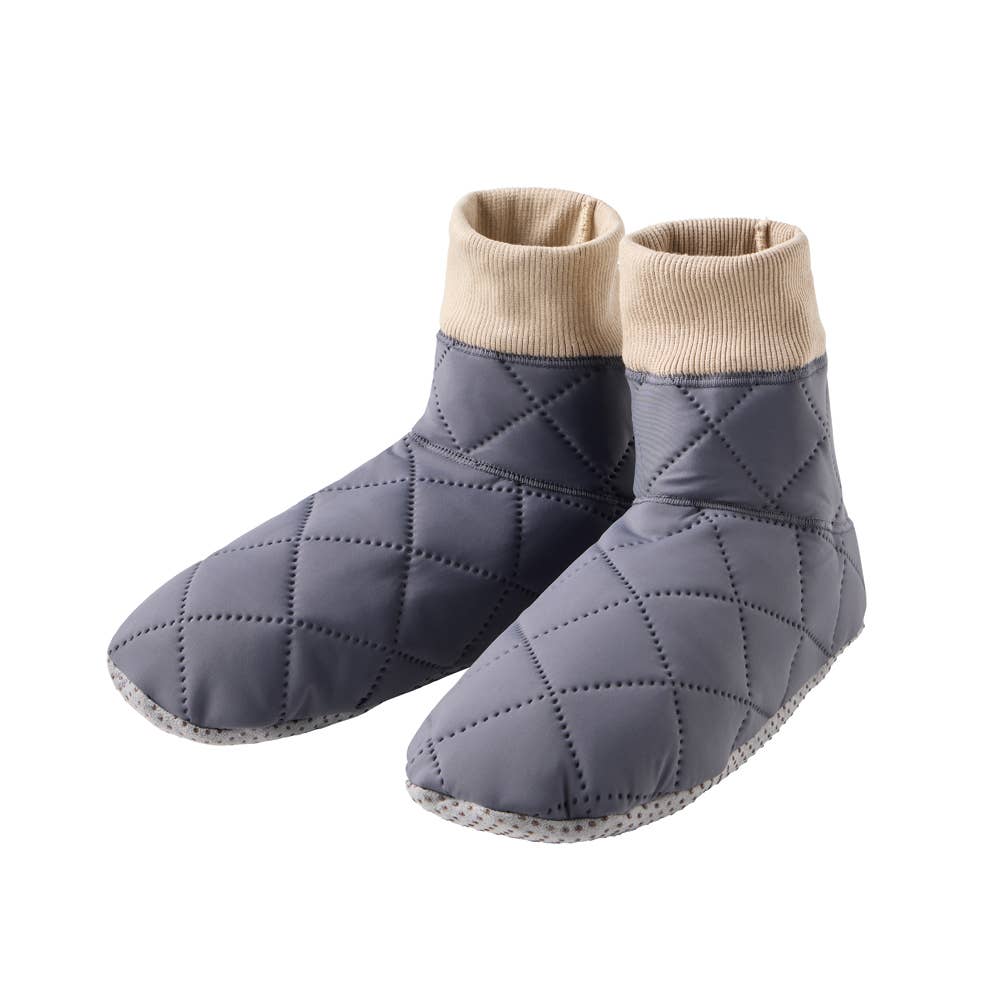 【ストレッチキルト】ルームシューズ ブーツタイプ【くつしたの日対象】 AUY011 チャコールグレー