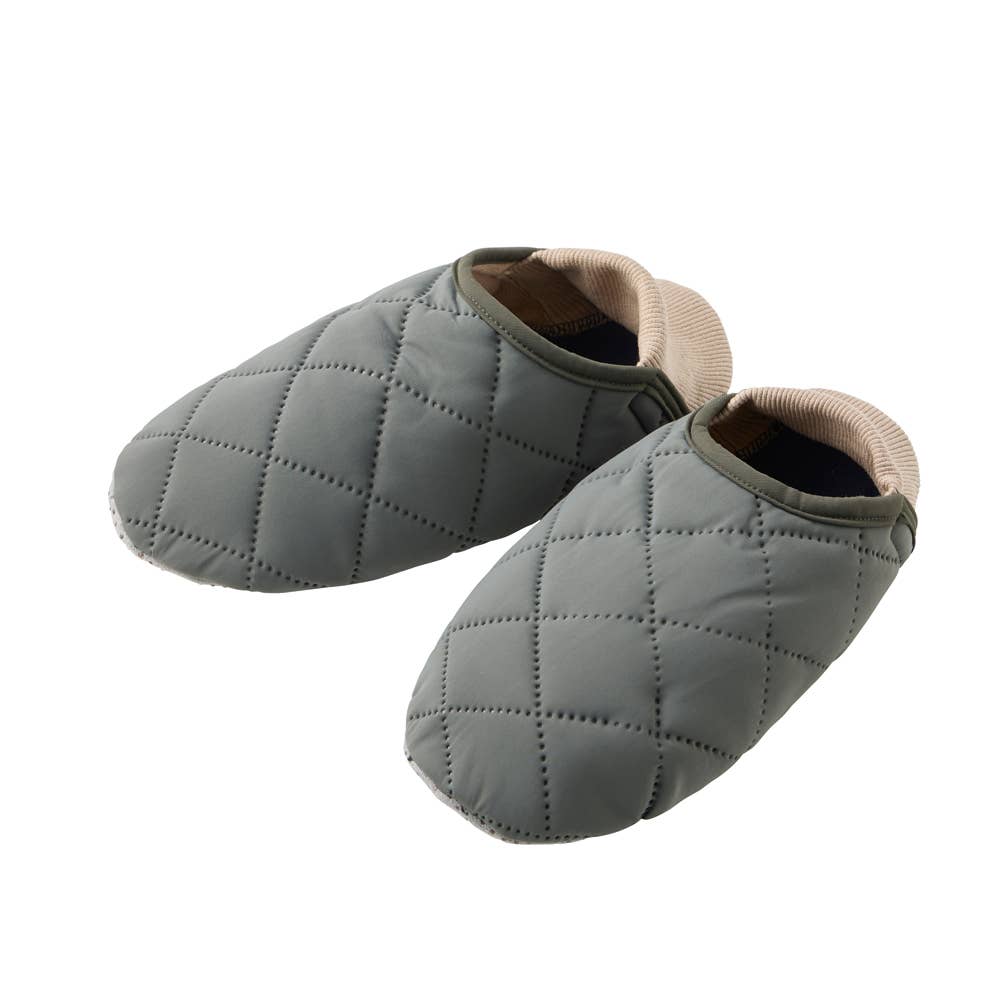 【ストレッチキルト】ルームシューズ バブーシュタイプ【くつしたの日対象】 AUY012 カーキ