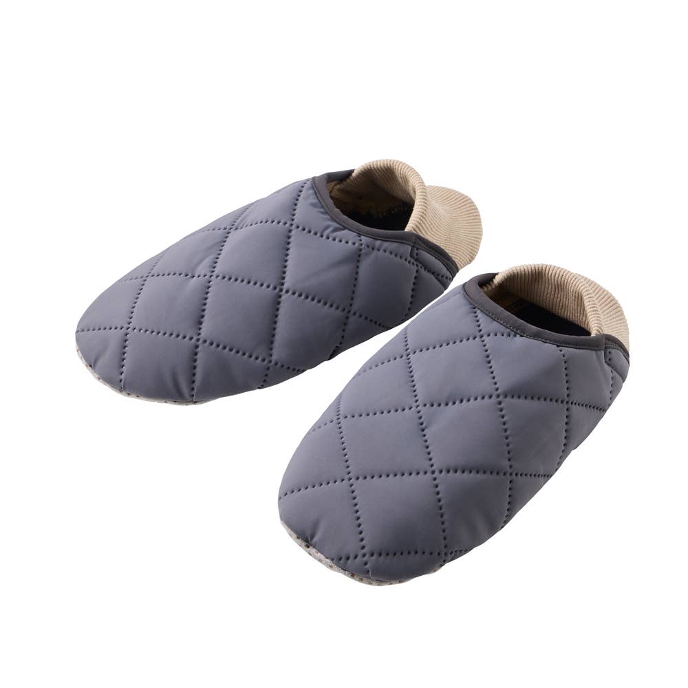 【ストレッチキルト】ルームシューズ バブーシュタイプ【くつしたの日対象】 AUY012 チャコールグレー
