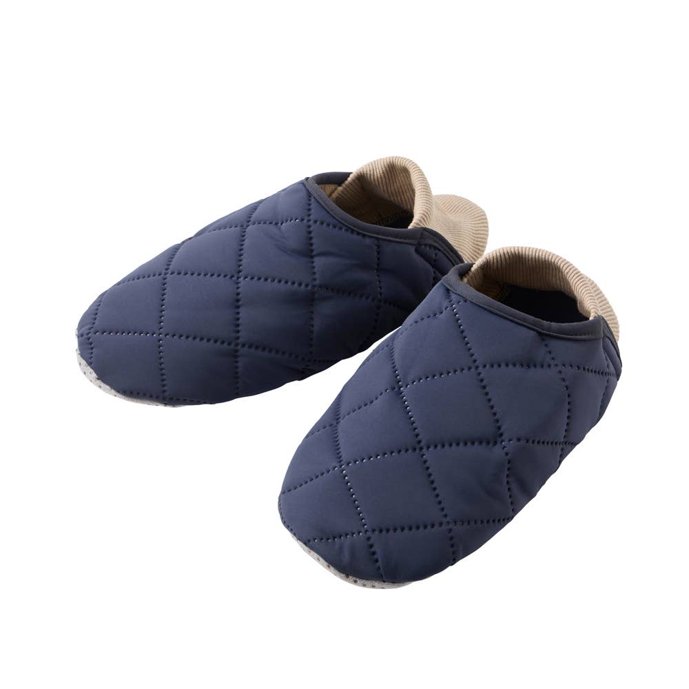 【ストレッチキルト】ルームシューズ バブーシュタイプ【くつしたの日対象】 AUY012 ネービー