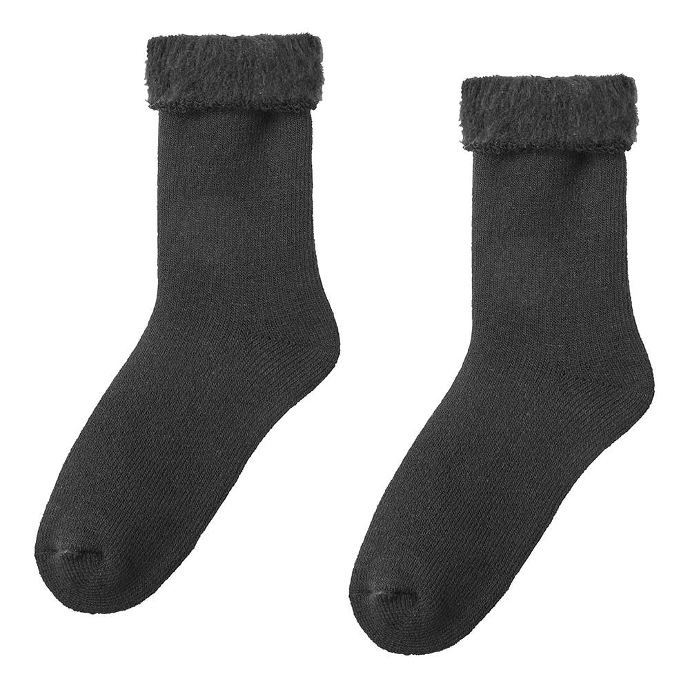 【裏起毛】ルームソックス クルー丈 AUY121 ブラック