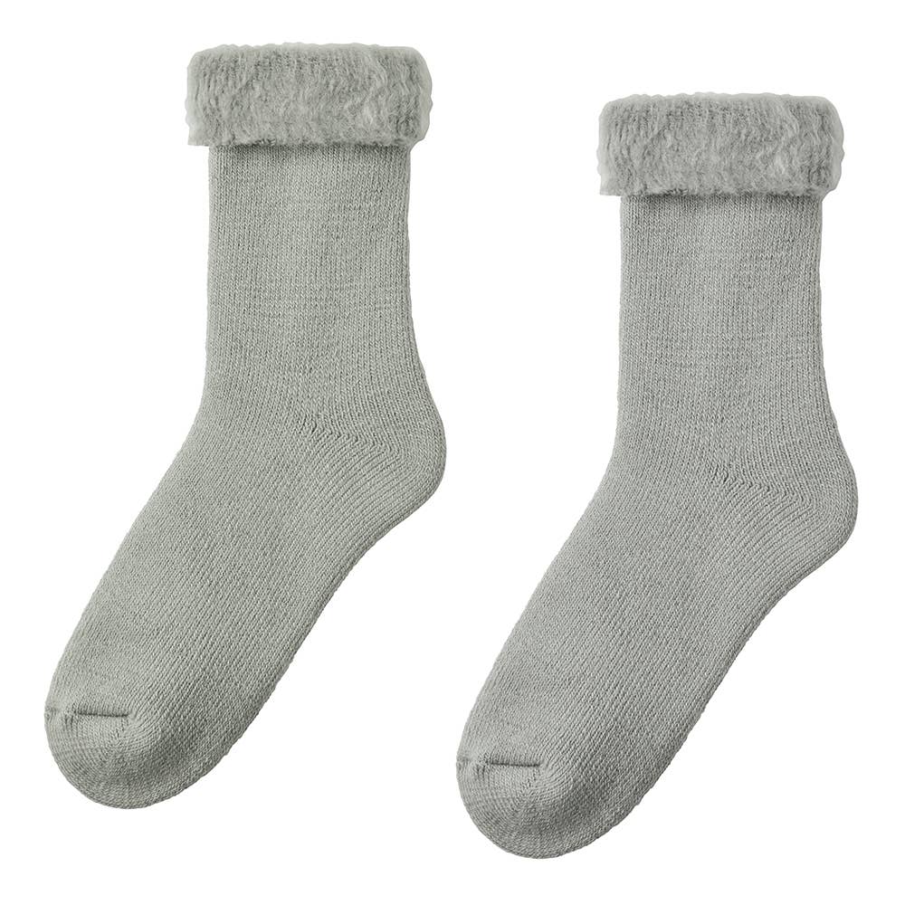 【裏起毛】ルームソックス クルー丈 AUY121 グレー