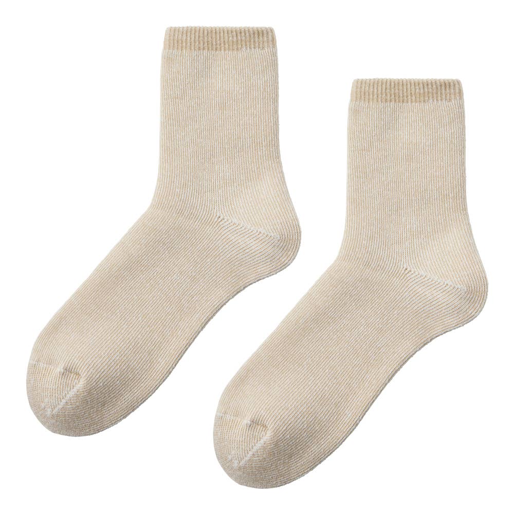 【2層構造保温】ルームソックス クルー丈【くつしたの日対象】 AUY131 モクベージュ