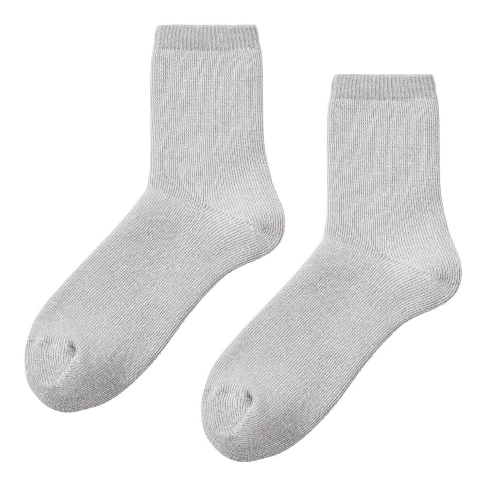 【2層構造保温】ルームソックス クルー丈【くつしたの日対象】 AUY131 モクグレー