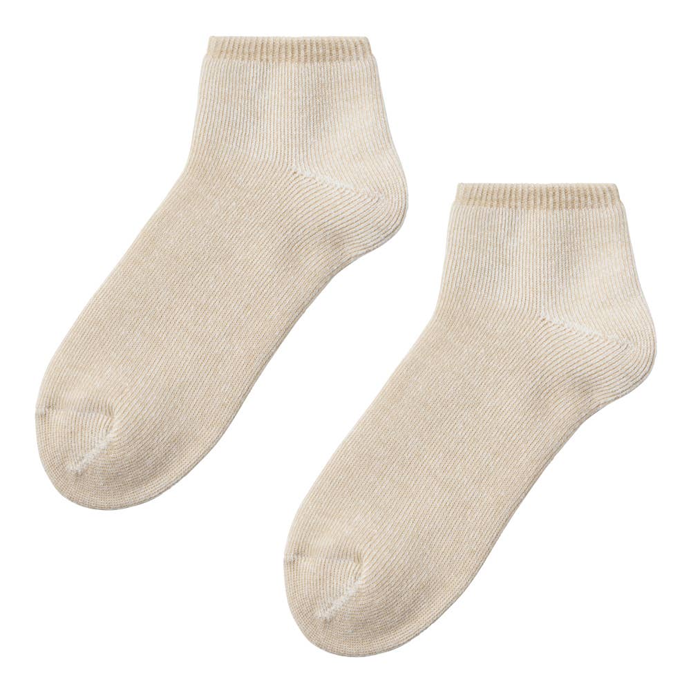 【2層構造保温】ルームソックス スニーカー丈【くつしたの日対象】 AUY132 モクベージュ